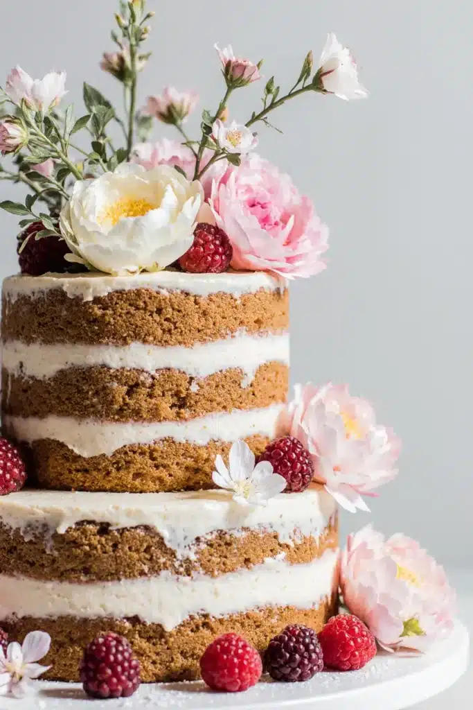 Spring wedding cake with lemon and raspberry flavors